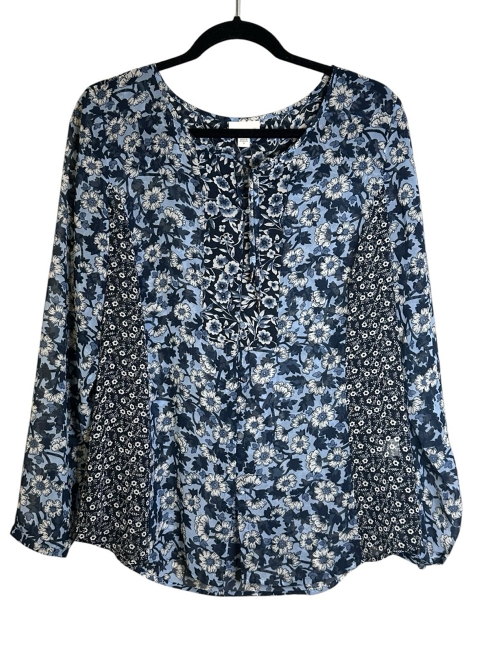 J Jill Floral Mixed Print Peasant Blouse Boho Cottage Prairie Indie Twee Size M
